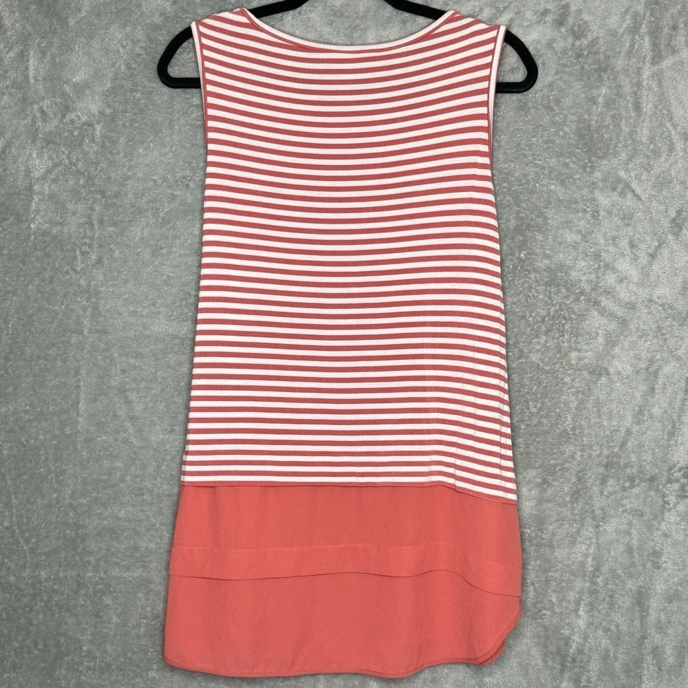 Michael Kors 1X Shirt Top Pink Striped‎ Sleeveless Scoop Neck Stretch Womens